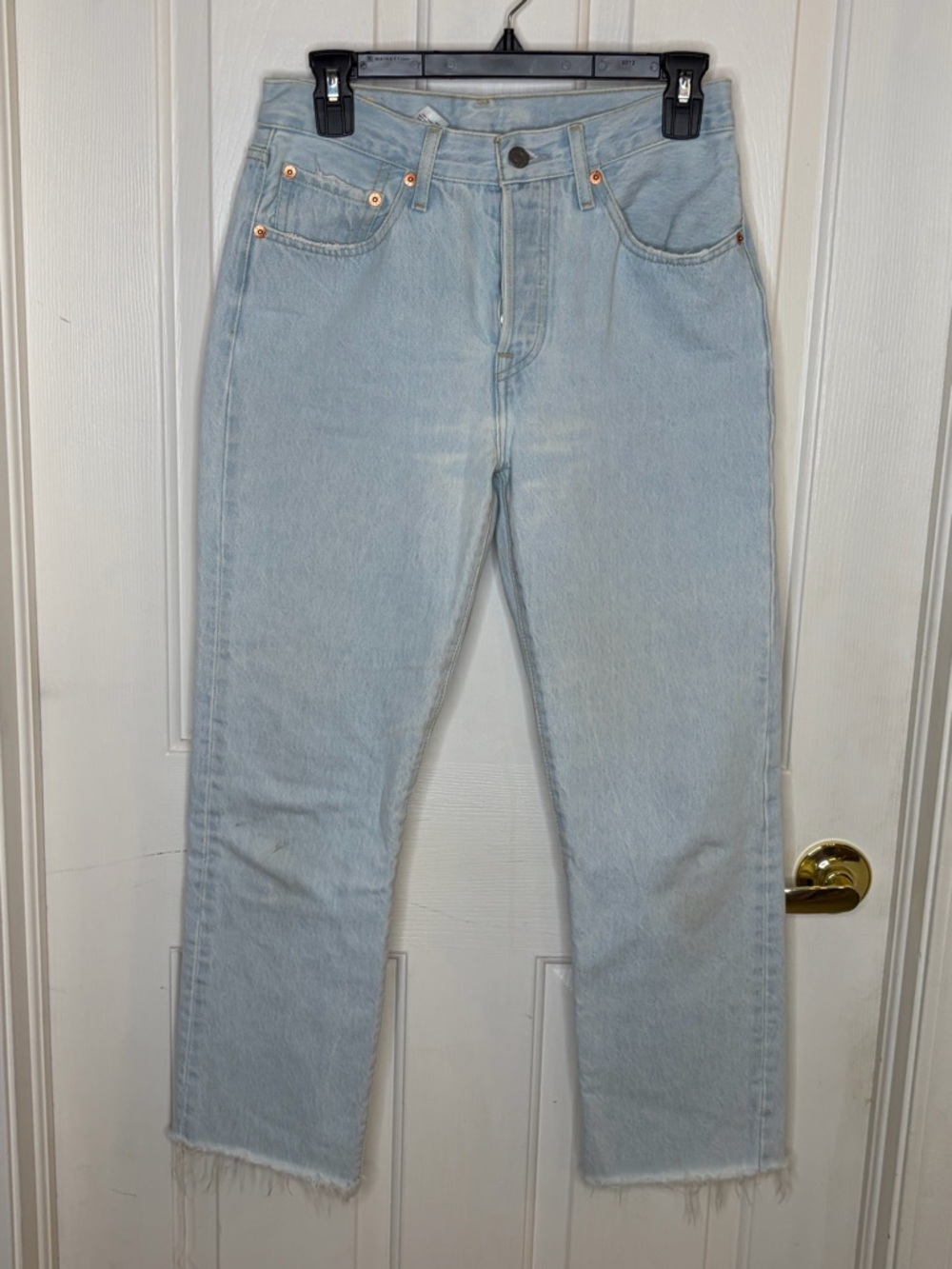 Levi's 501 Premium Jeans W26 L30 Light Wash Straight Raw Hem Denim‎